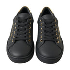 Dolce & Gabbana Black Gold Leather Classic Sneakers Shoes