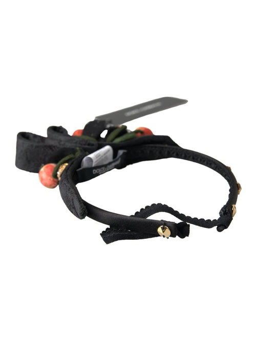 Dolce & Gabbana Black with multicolor Fig Fruit Crystal Tiara Diadem Headband