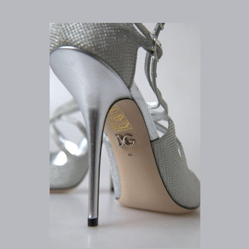 Dolce & Gabbana Silver Shimmers Sandals Heel Pumps Shoes