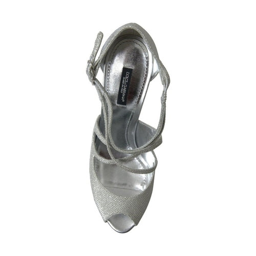 Dolce & Gabbana Silver Shimmers Sandals Heel Pumps Shoes