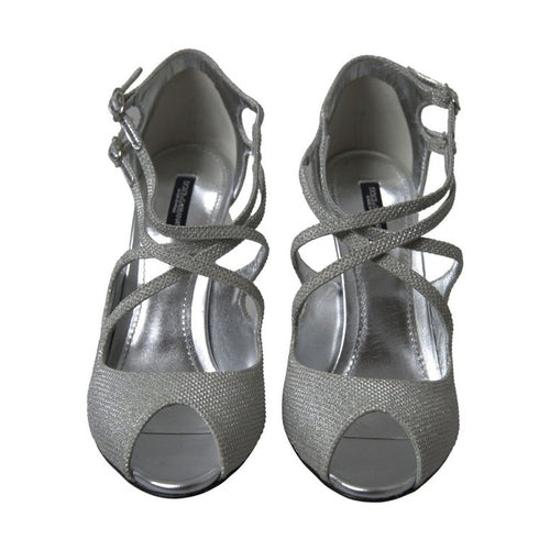 Dolce & Gabbana Silver Shimmers Sandals Heel Pumps Shoes