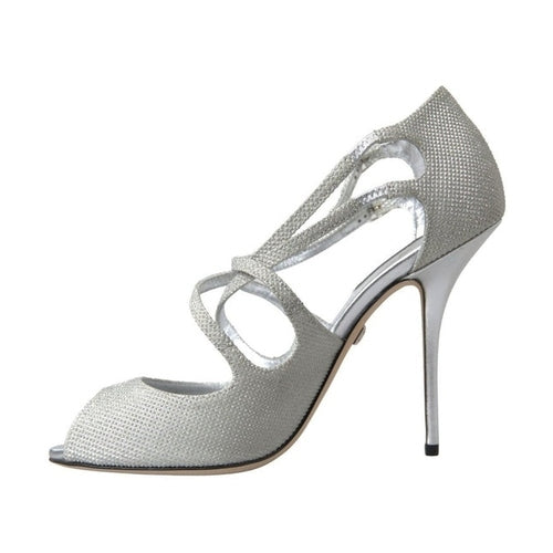 Dolce & Gabbana Silver Shimmers Sandals Heel Pumps Shoes