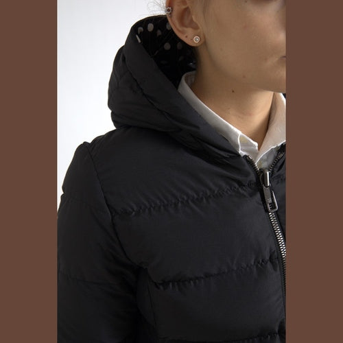 Dolce & Gabbana Black Polyester Hooded Reversible Jacket