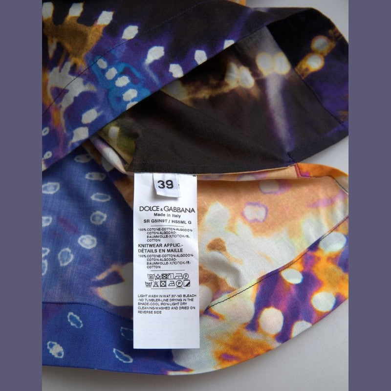 Dolce & Gabbana Luminaire Print Cotton Polo Top Men Shirt
