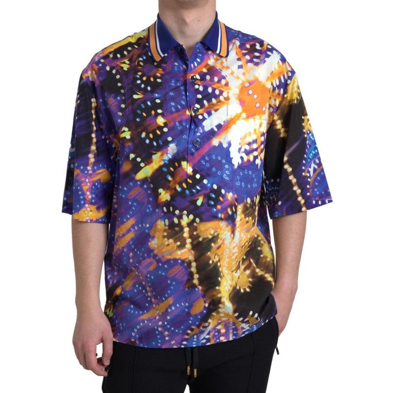 Dolce & Gabbana Luminaire Print Cotton Polo Top Men Shirt