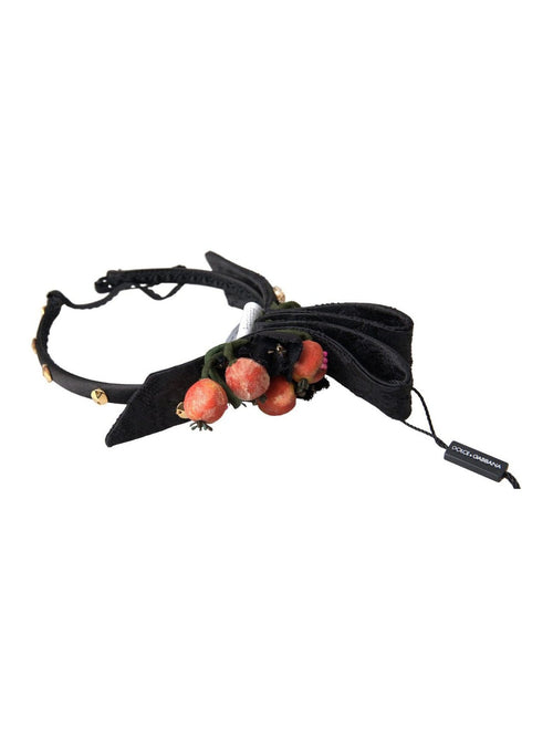 Dolce & Gabbana Black with multicolor Fig Fruit Crystal Tiara Diadem Headband