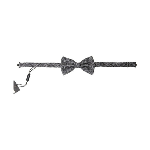 Dolce & Gabbana Black White Pattern Adjustable Neck Papillon Bow Tie