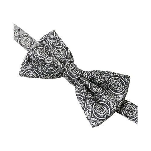 Dolce & Gabbana Black White Pattern Adjustable Neck Papillon Bow Tie