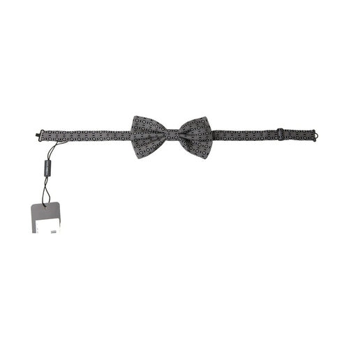 Dolce & Gabbana Black White Pattern Adjustable Neck Papillon Bow Tie