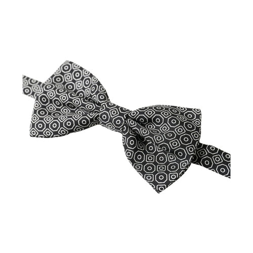 Dolce & Gabbana Black White Pattern Adjustable Neck Papillon Bow Tie