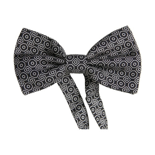 Dolce & Gabbana Black White Pattern Adjustable Neck Papillon Bow Tie