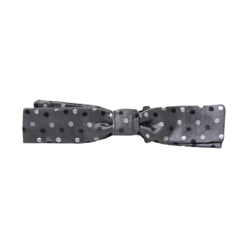 Dolce & Gabbana Gray Polka Dot Silk Adjustable Men Neck Papillon Bow Tie