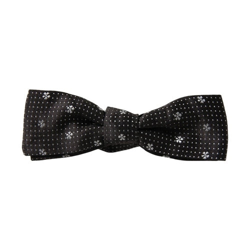 Dolce & Gabbana Black Patterned Silk Adjustable Men Neck Papillon Bow Tie
