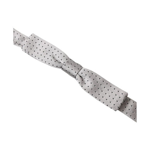 Dolce & Gabbana Gray Dotted Silk Adjustable Men Neck Papillon Bow Tie