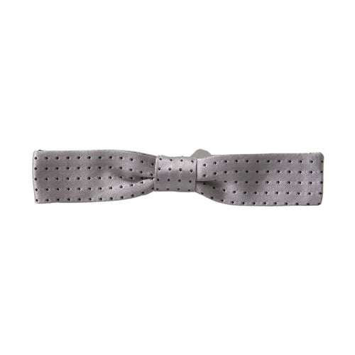 Dolce & Gabbana Gray Dotted Silk Adjustable Men Neck Papillon Bow Tie