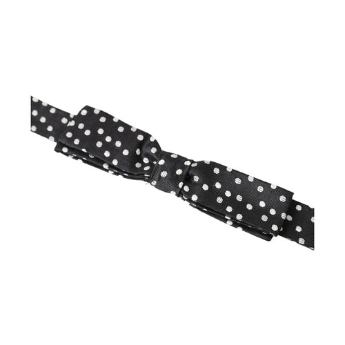 Dolce & Gabbana Black Polka Dot Silk Adjustable Men Neck Papillon Bow Tie