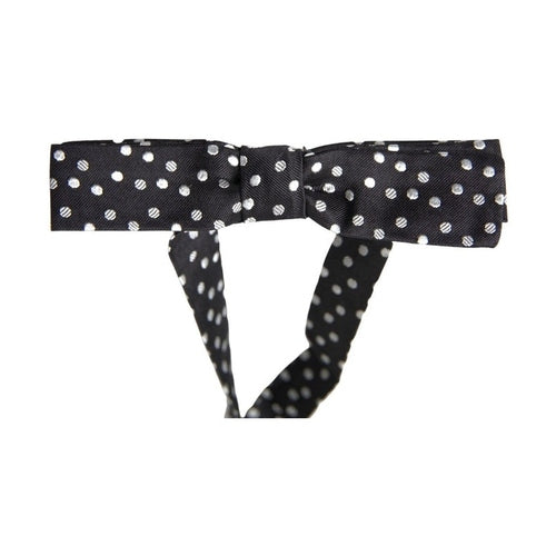 Dolce & Gabbana Black Polka Dot Silk Adjustable Men Neck Papillon Bow Tie