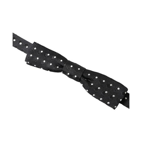 Dolce & Gabbana Black Polka Dot Silk Adjustable Men Neck Papillon Bow Tie