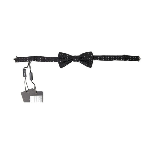 Dolce & Gabbana Black Polka Dot Silk Adjustable Men Neck Papillon Bow Tie