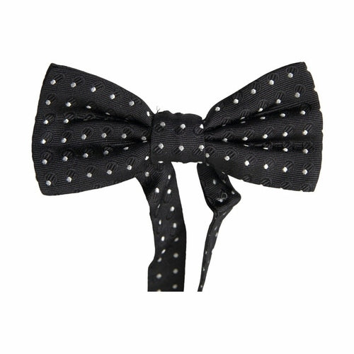 Dolce & Gabbana Black Polka Dot Silk Adjustable Men Neck Papillon Bow Tie
