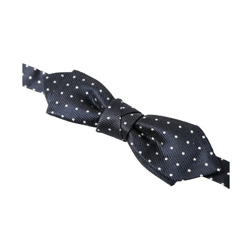 Dolce & Gabbana Blue Polka Dot Silk Adjustable Men Neck Papillon Bow Tie