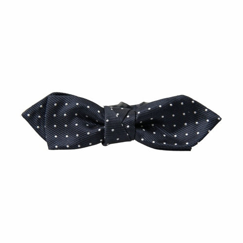 Dolce & Gabbana Blue Polka Dot Silk Adjustable Men Neck Papillon Bow Tie