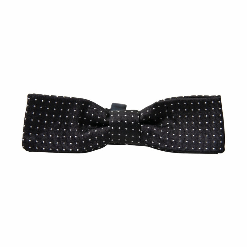 Dolce & Gabbana Black Polka Dot Silk Adjustable Men Neck Papillon Bow Tie