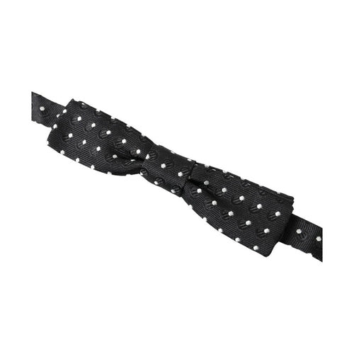 Dolce & Gabbana Black Polka Dot Silk Adjustable Men Neck Papillon Bow Tie