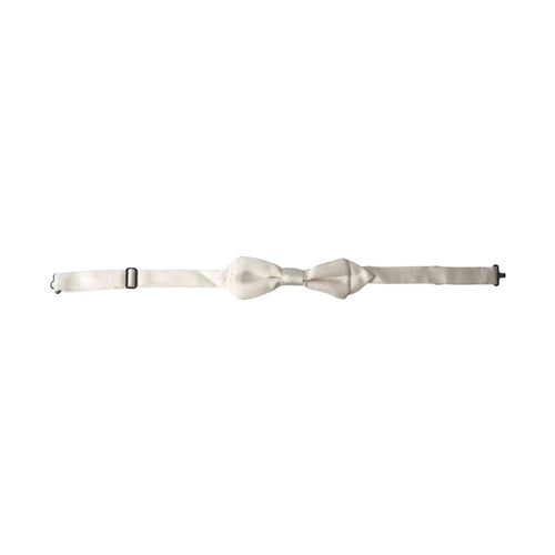 Dolce & Gabbana White Silk Slim Adjustable Neck Papillon Bow Tie