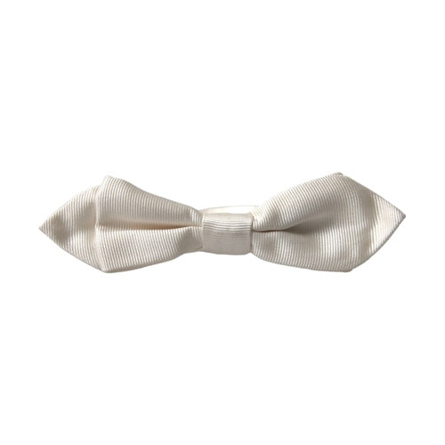 Dolce & Gabbana White Silk Slim Adjustable Neck Papillon Bow Tie