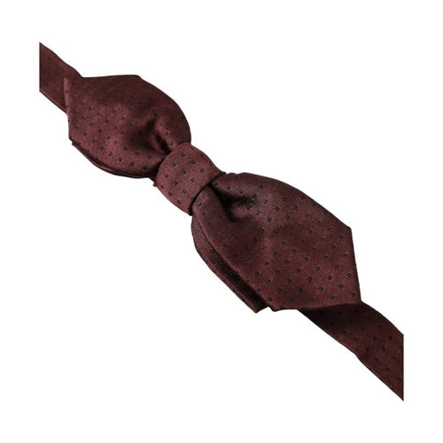 Dolce & Gabbana Red Bordeaux Silk Slim Adjustable Neck Papillon Bow Tie