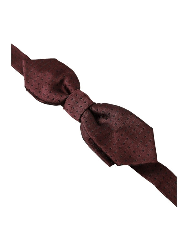 Dolce & Gabbana Red Bordeaux Silk Slim Adjustable Neck Papillon Bow Tie