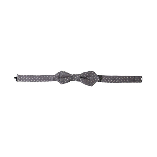 Dolce & Gabbana Gray Polka Dots Silk Adjustable Neck Papillon Bow Tie
