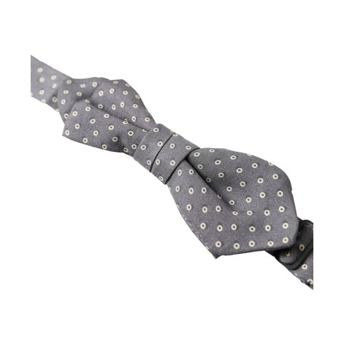 Dolce & Gabbana Gray Polka Dots Silk Adjustable Neck Papillon Bow Tie
