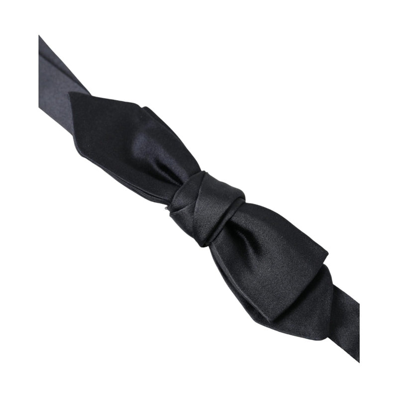 Dolce & Gabbana Dark Blue Silk Satin Adjustable Neck Men Papillon Bow Tie