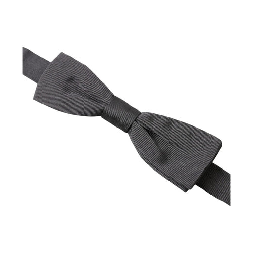 Dolce & Gabbana Dark Gray Silk Adjustable Neck Men Papillon Bow Tie