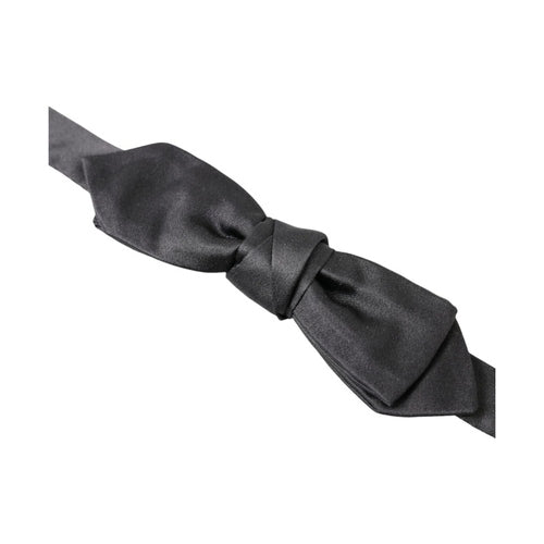 Dolce & Gabbana Dark Gray Silk Adjustable Neck Men Papillon Bow Tie