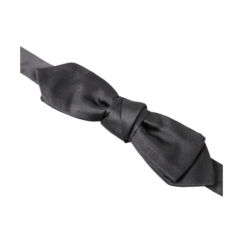 Dolce & Gabbana Dark Gray Silk Adjustable Neck Men Papillon Bow Tie