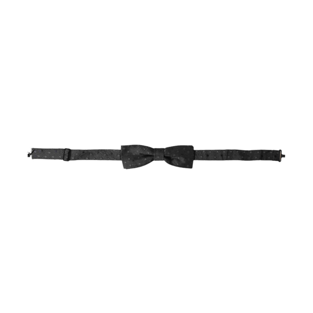 Dolce & Gabbana Gray Polka Dot Silk Adjustable Neck Men Papillon Bow Tie