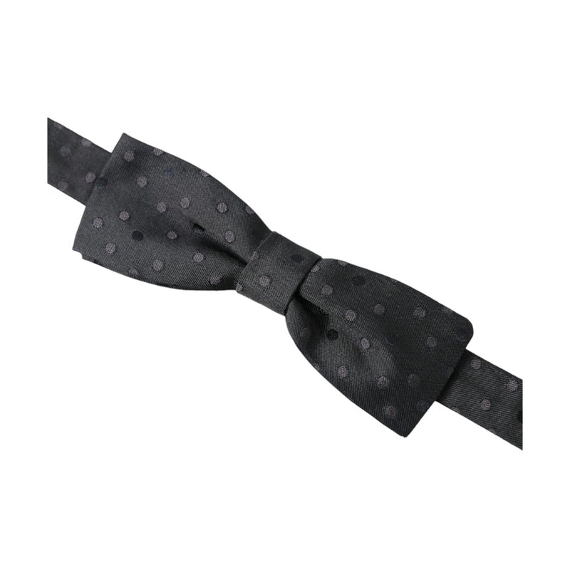 Dolce & Gabbana Gray Polka Dot Silk Adjustable Neck Men Papillon Bow Tie