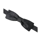 Dolce & Gabbana Gray Polka Dot Silk Adjustable Neck Men Papillon Bow Tie