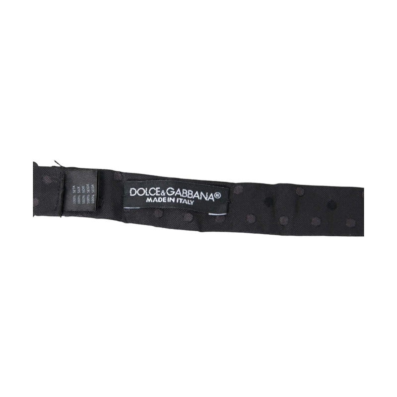 Dolce & Gabbana Gray Polka Dot Silk Adjustable Neck Men Papillon Bow Tie