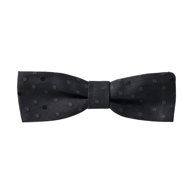 Dolce & Gabbana Gray Polka Dot Silk Adjustable Neck Men Papillon Bow Tie