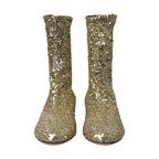 Dolce & Gabbana Gold Sequined Short Boots Stretch Shoes
