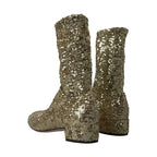 Dolce & Gabbana Gold Sequined Short Boots Stretch Shoes