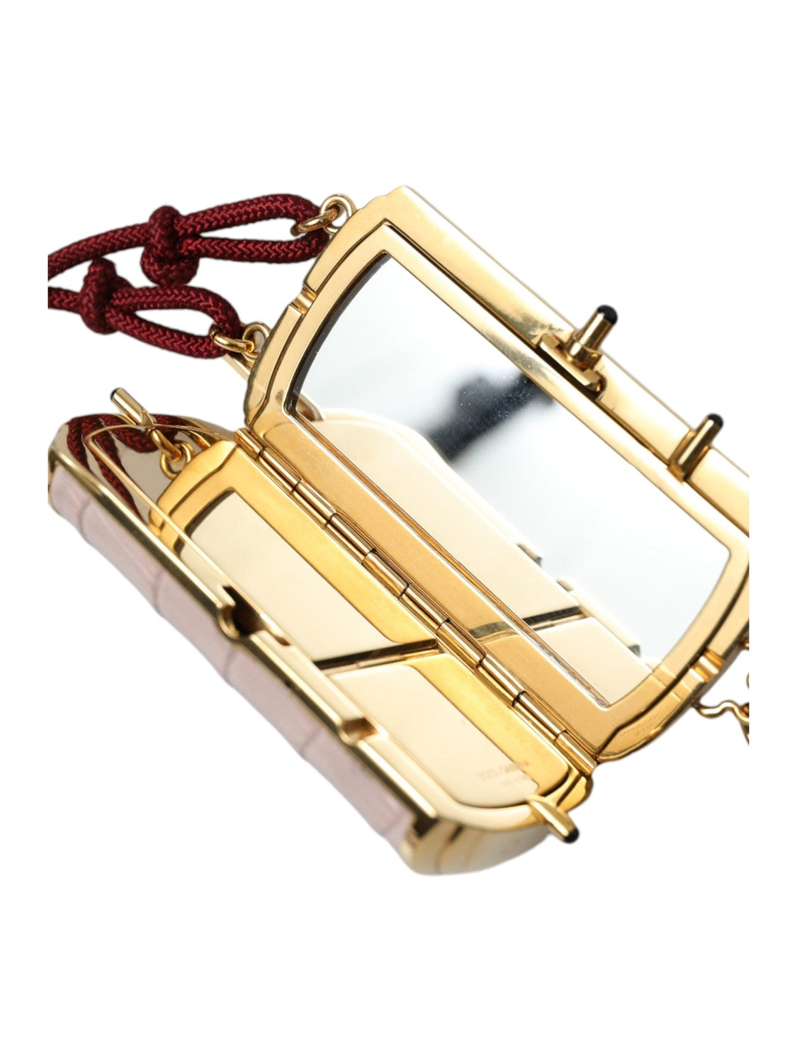 Dolce & Gabbana Pink Exotic Leather Mini Mirror Tassel Makeup Bag