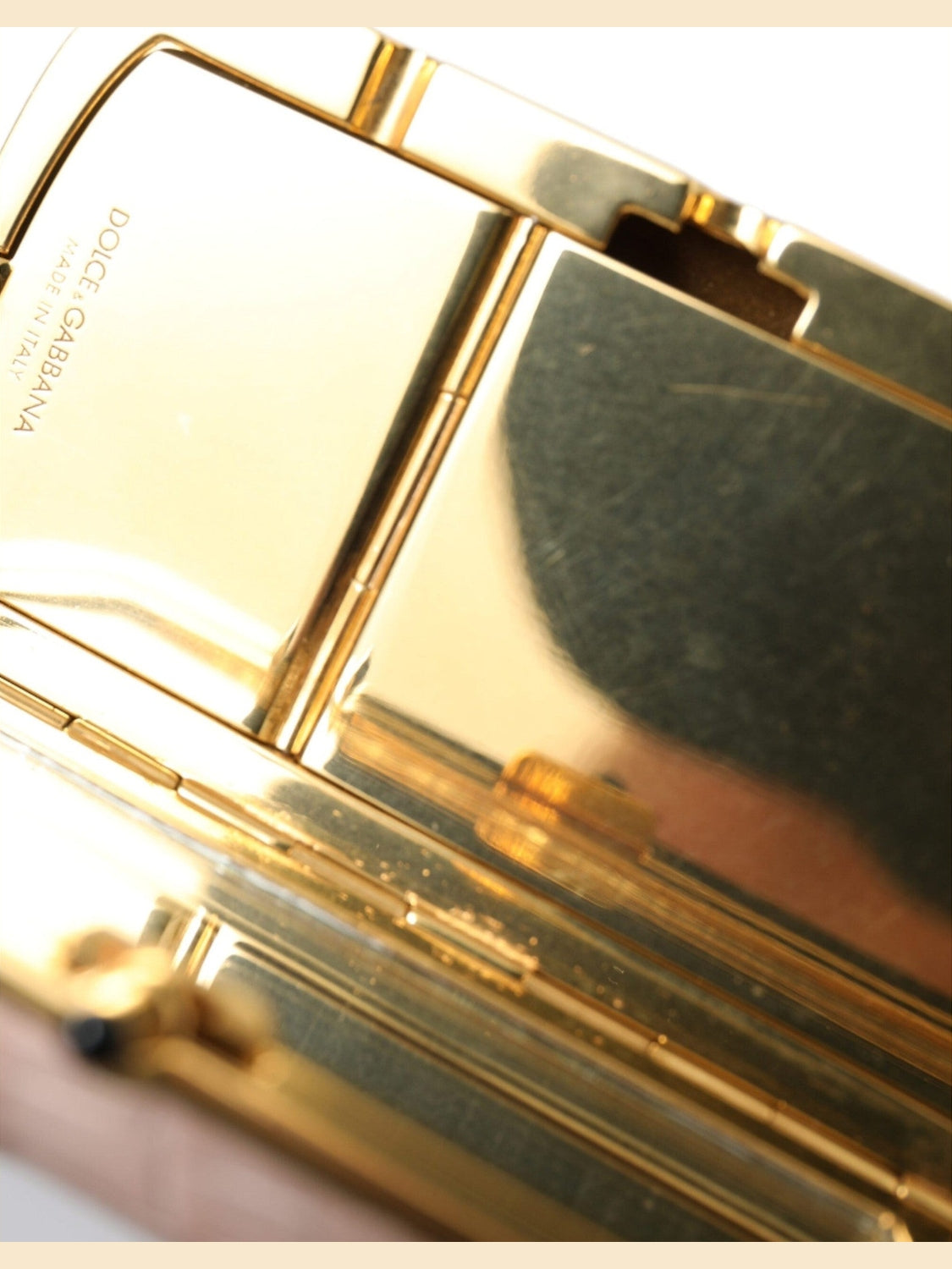 Dolce & Gabbana Pink Exotic Leather Mini Mirror Tassel Makeup Bag