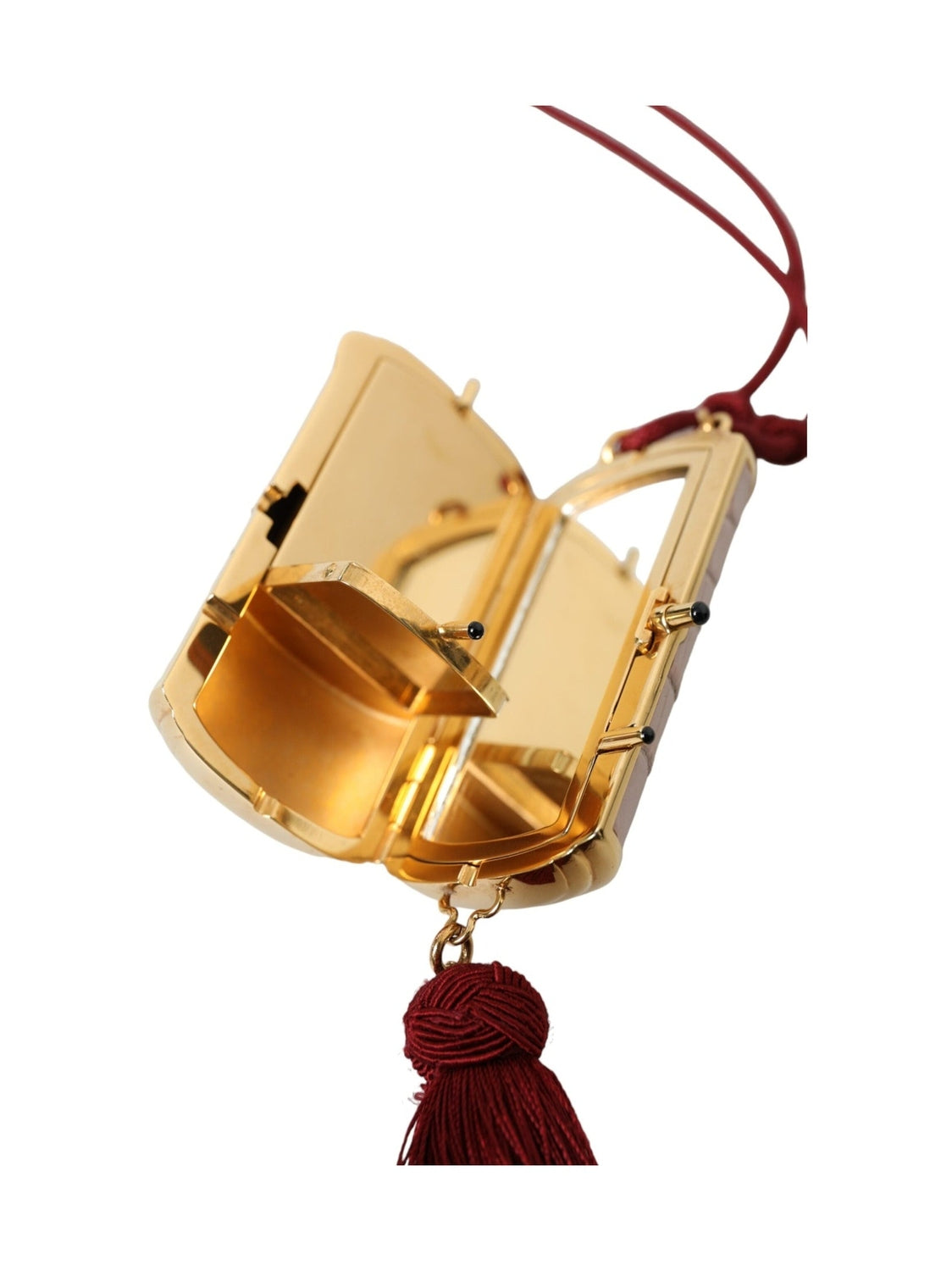 Dolce & Gabbana Pink Exotic Leather Mini Mirror Tassel Makeup Bag