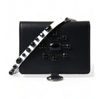 Dolce & Gabbana Black Leather Crystal Embellished Card Holder Wallet