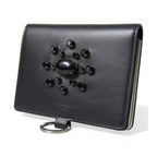 Dolce & Gabbana Black Leather Crystal Embellished Card Holder Wallet